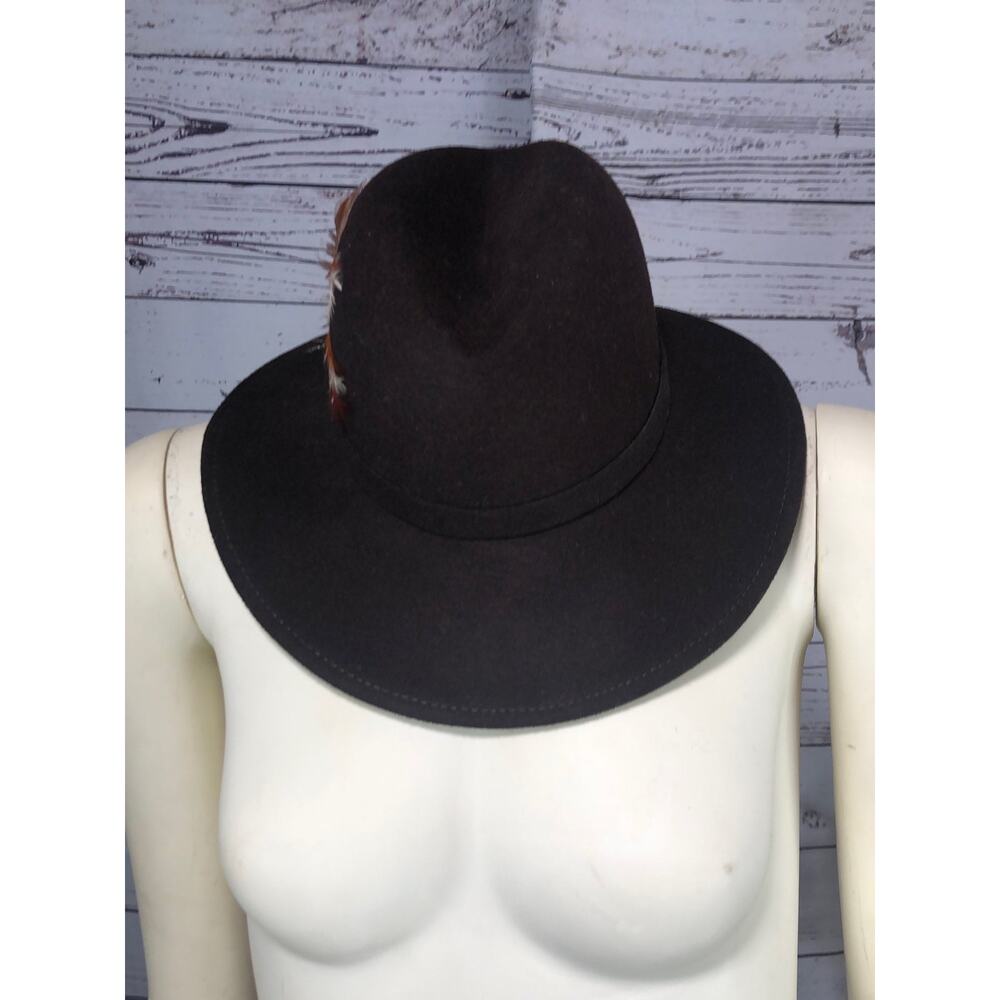 Vintage Doeskin Brown hat with Fall colored feathers - Picture 5 of 12